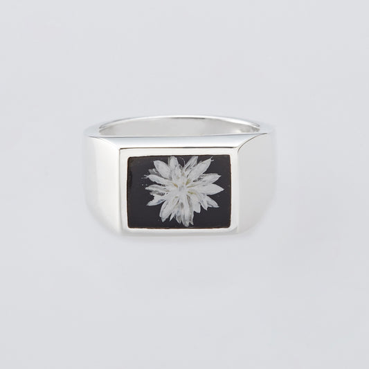Signet with Black Flower Ring