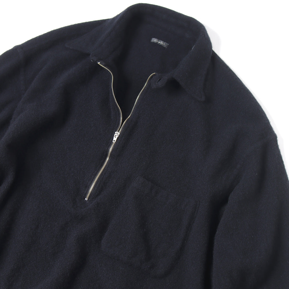 COMOLI) 縮絨ウール ハーフジップシャツ (Y03-02010) | COMOLI 