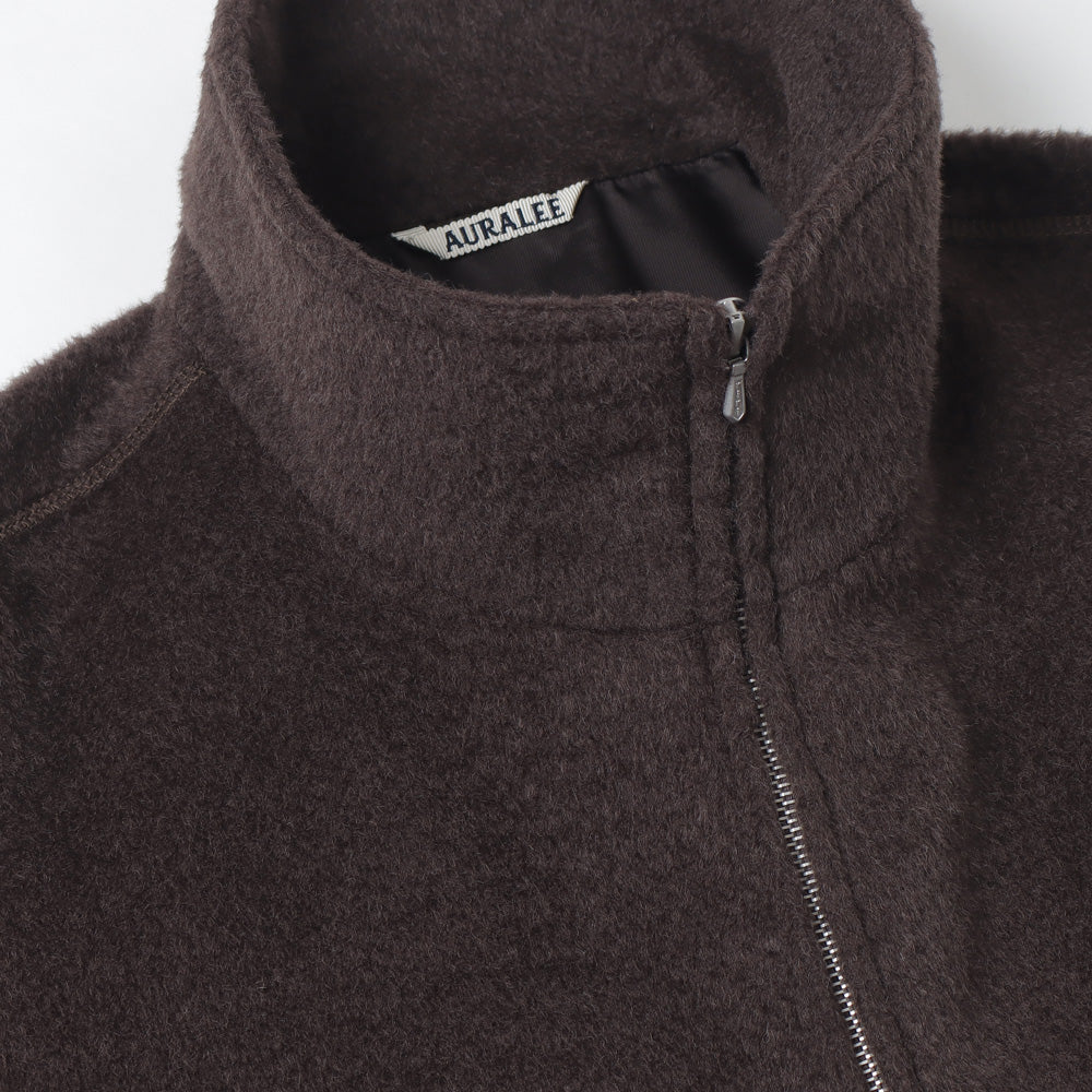 BRUSHED SURI ALPACA MOHAIR JACQUARD ZIP BLOUSON