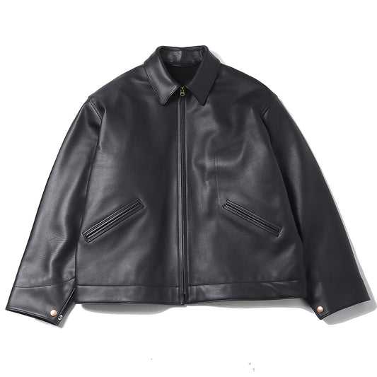 Calfskin short zip jacket