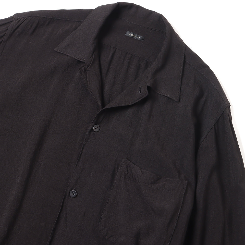 COMOLI) Rayon open collar shirt (BLACK) (Z01-02005) | COMOLI / Shirt (MEN)  | COMOLIAuthorized DealerDIVERSE