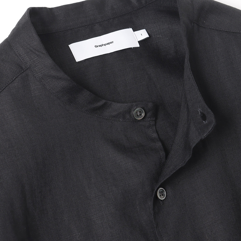 Linen L/S Oversized Band Collar Shirt