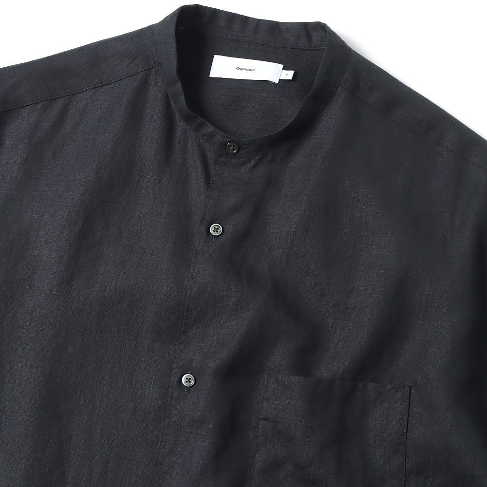 Graphpaper) Linen L/S Oversized Band Collar Shirt (GM232-50062B