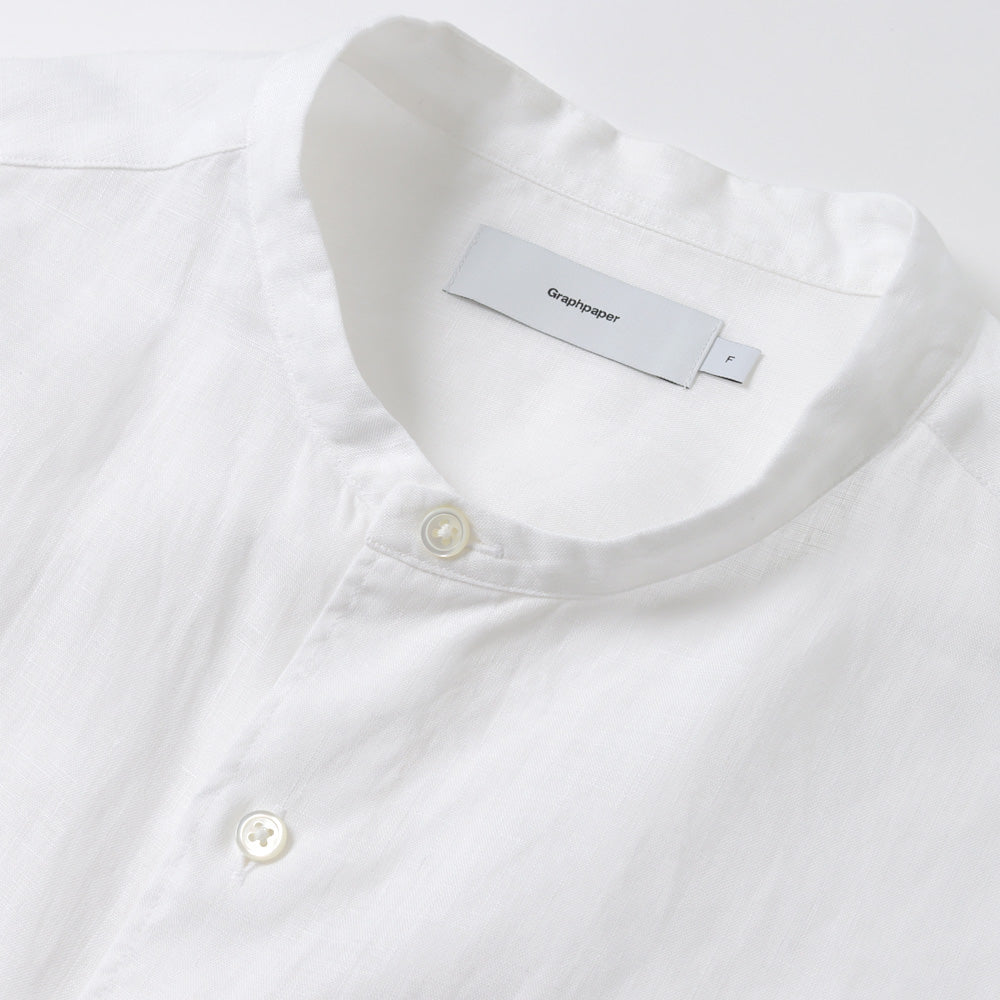 Graphpaper) Linen L/S Oversized Band Collar Shirt (GM232-50062B