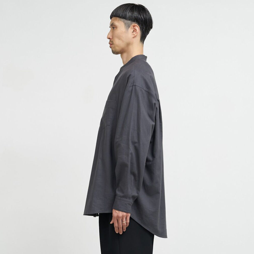 Graphpaper) Cotton Cashmere L/S Oversized Band Collar Shirt