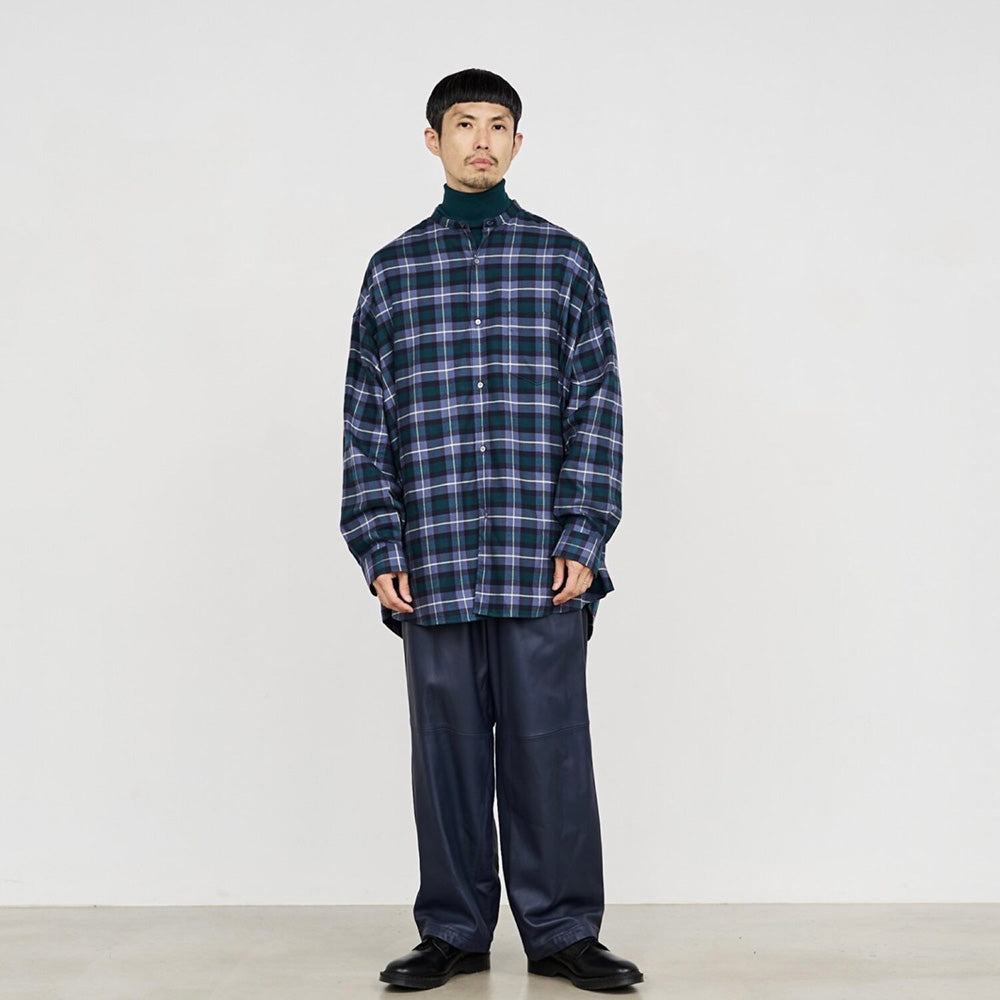 Graphpaper) Check Flannel Oversized Band Collar Shirt (GM233-50285 ...