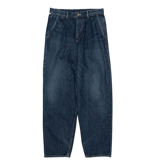 Selvage Denim Two Tuck Tapered Pants(DARK FADE)