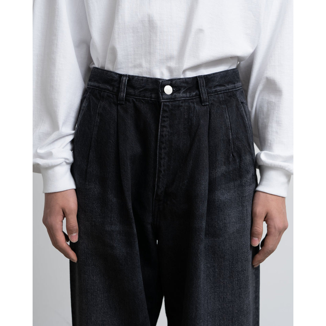 Selvage Denim Two Tuck Tapered Pants(DARK FADE)