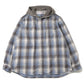 Distressed Check Shirts Hoodie (BLUE)