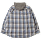 Distressed Check Shirts Hoodie (BLUE)