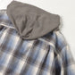 Distressed Check Shirts Hoodie (BLUE)