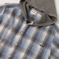 Distressed Check Shirts Hoodie (BLUE)