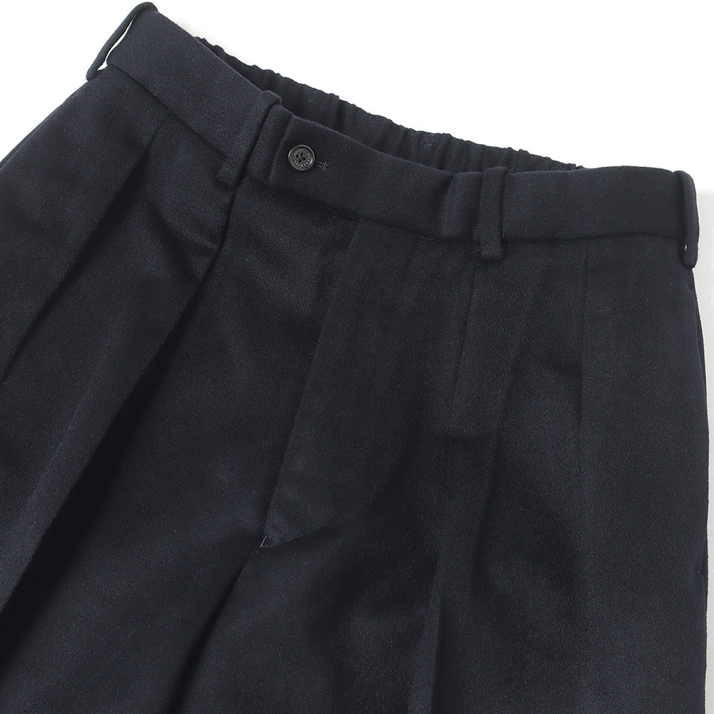 DOUBLE PLEATED CLASSIC WIDE TROUSERS CASHMERE FLANNEL