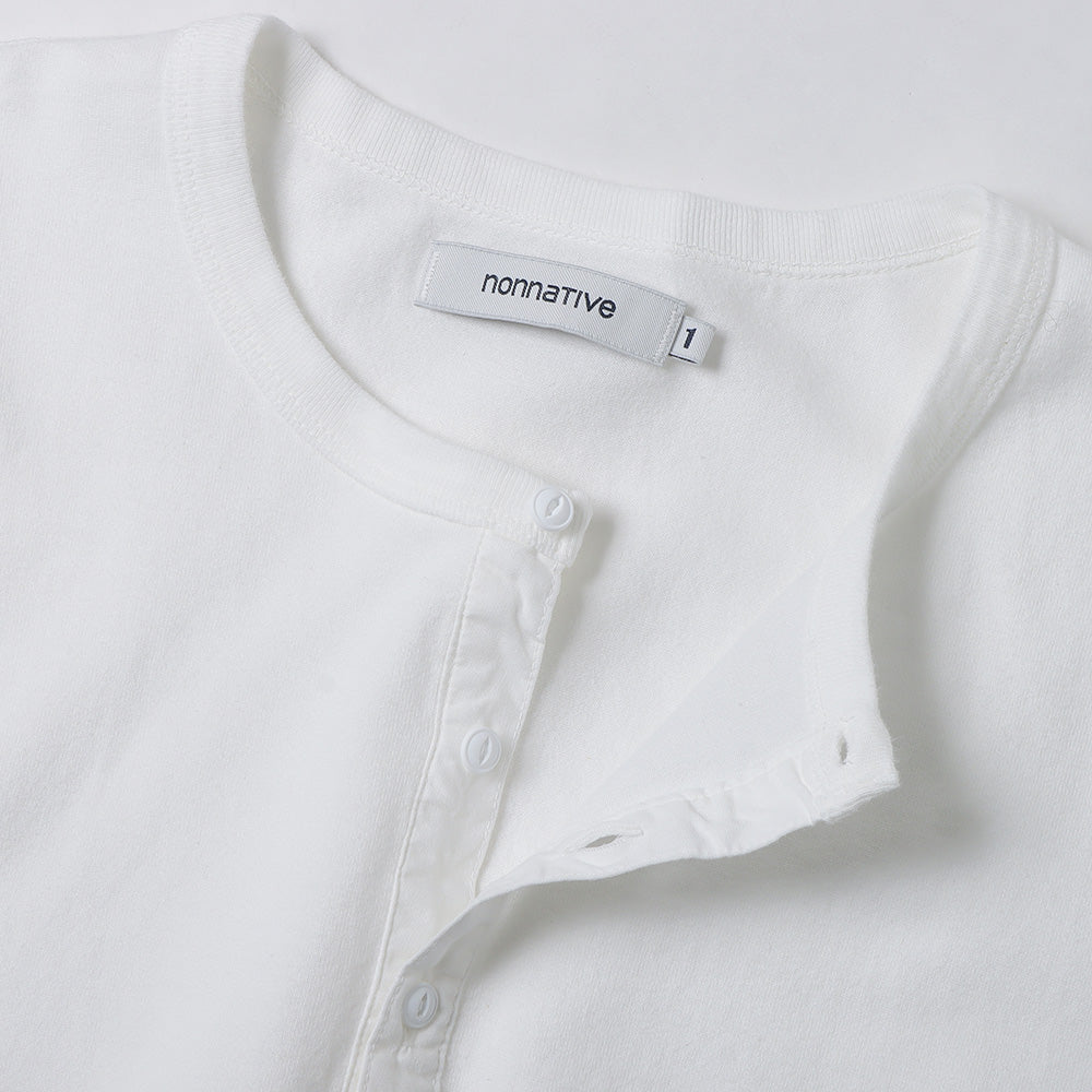 DWELLER S/S HENLEY NECK TEE COTTON JERSEY OVERDYED