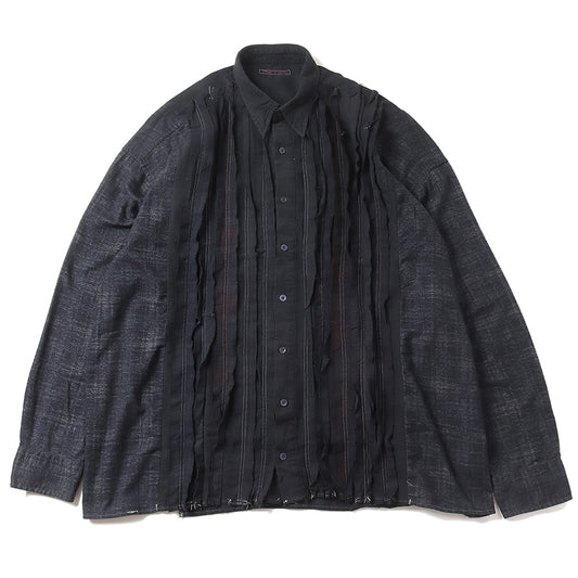 Flannel Shirt - Ribbon Wide Shirt / Over Dye 3