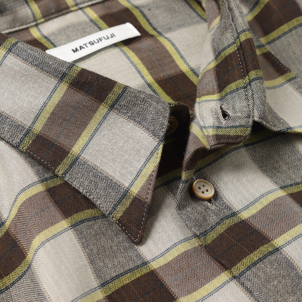 Herringbone Weave Utility Check Shirt