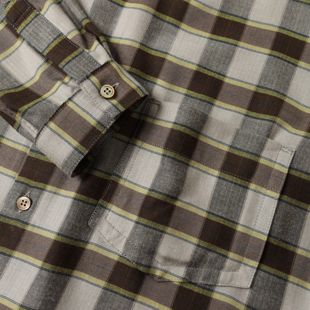 Herringbone Weave Utility Check Shirt