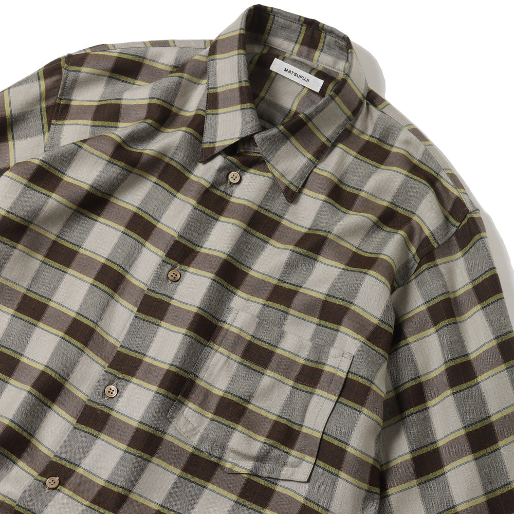 Herringbone Weave Utility Check Shirt