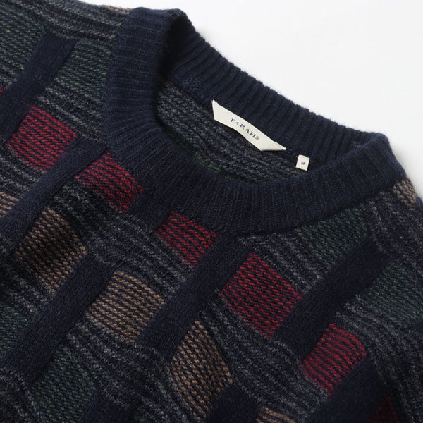 3D Jacquard Middle Gauge Crewneck Sweater