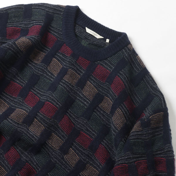 3D Jacquard Middle Gauge Crewneck Sweater