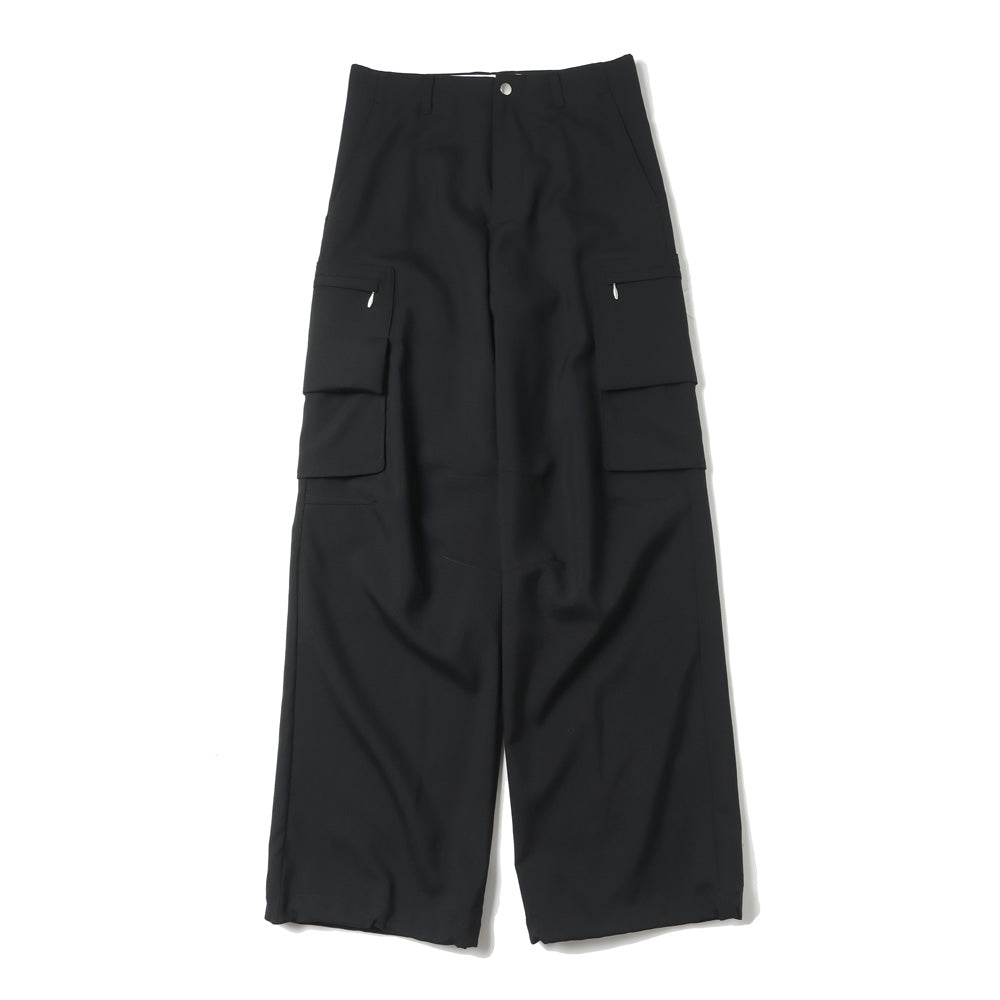 Water-repellent Wool Wide Cargo Trousers