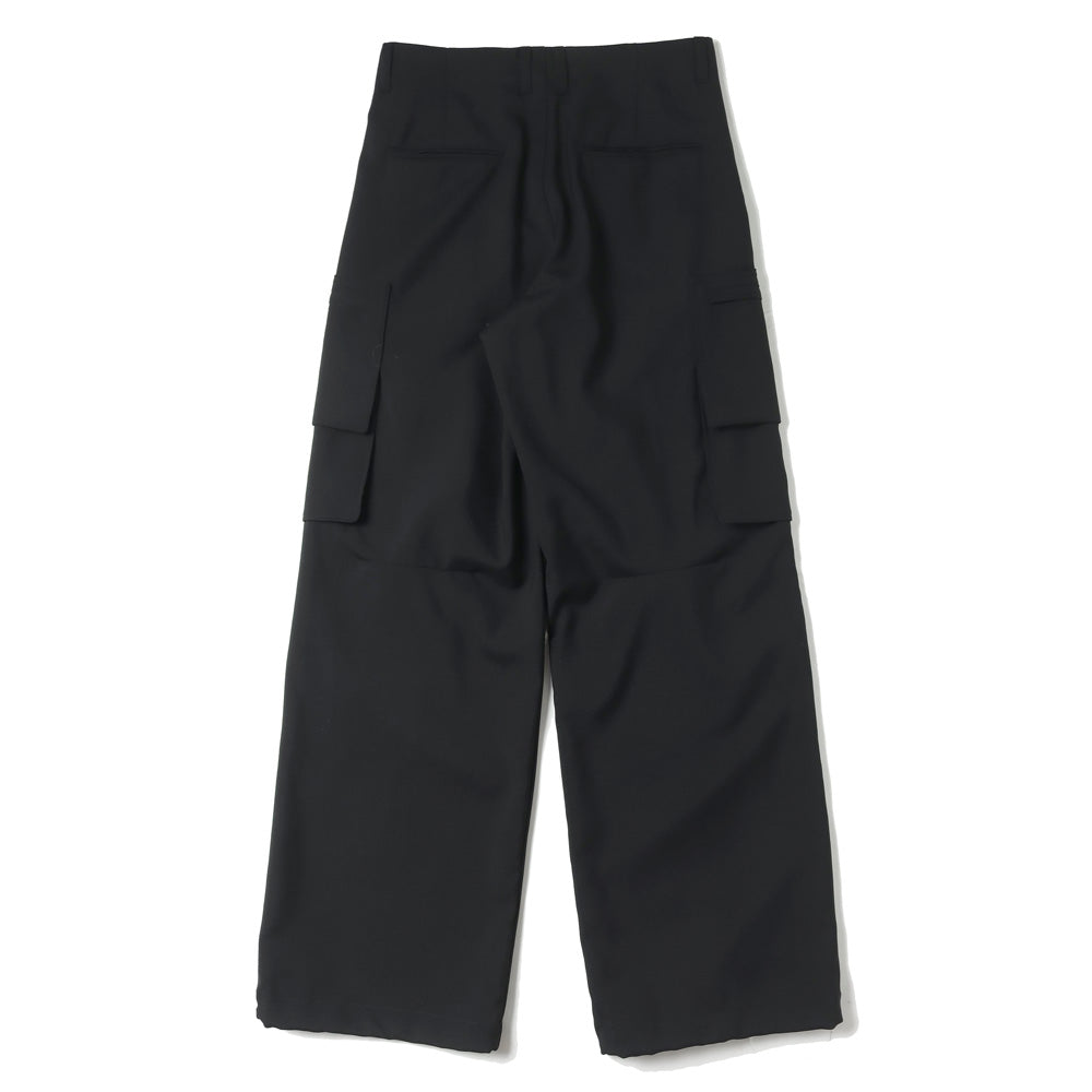 Water-repellent Wool Wide Cargo Trousers