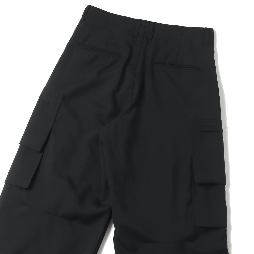 Water-repellent Wool Wide Cargo Trousers