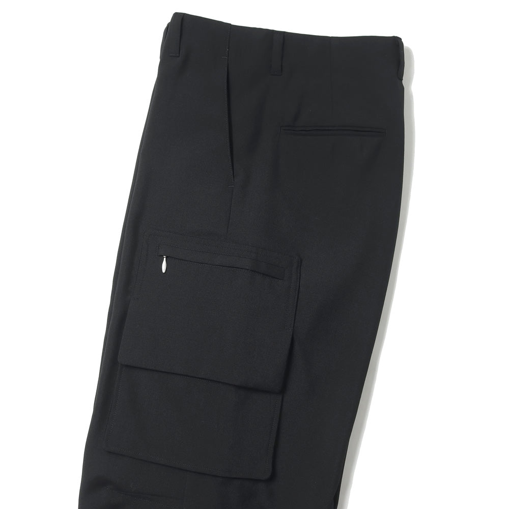 Water-repellent Wool Wide Cargo Trousers