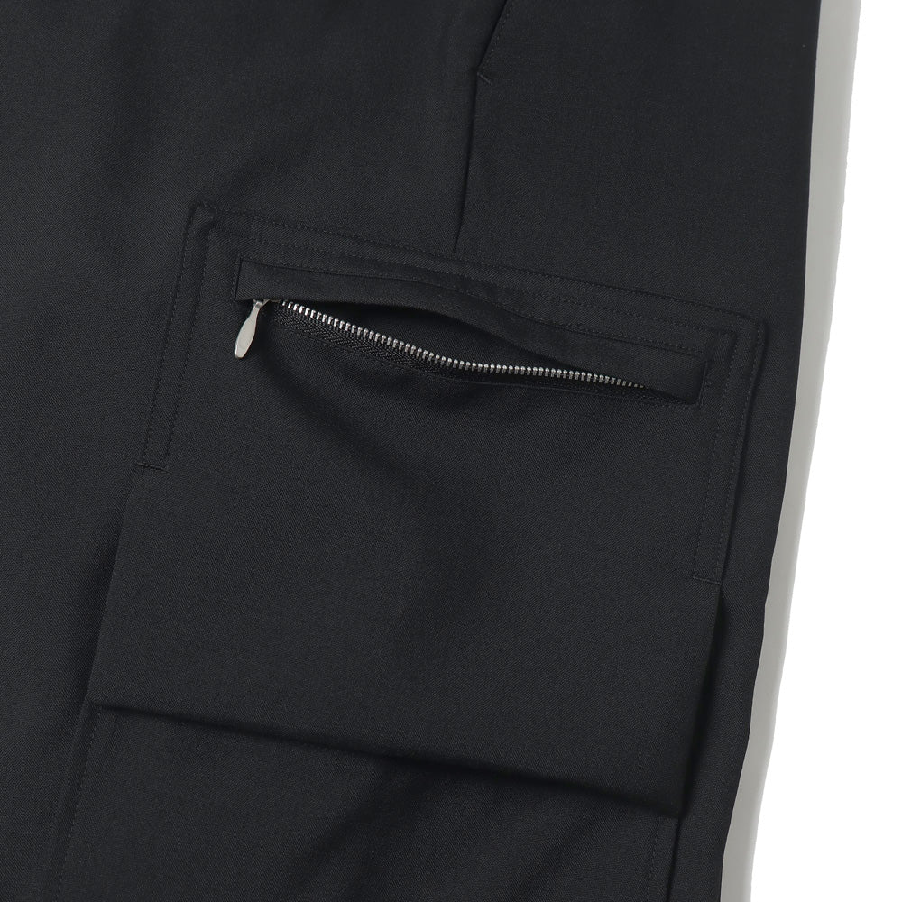 Water-repellent Wool Wide Cargo Trousers