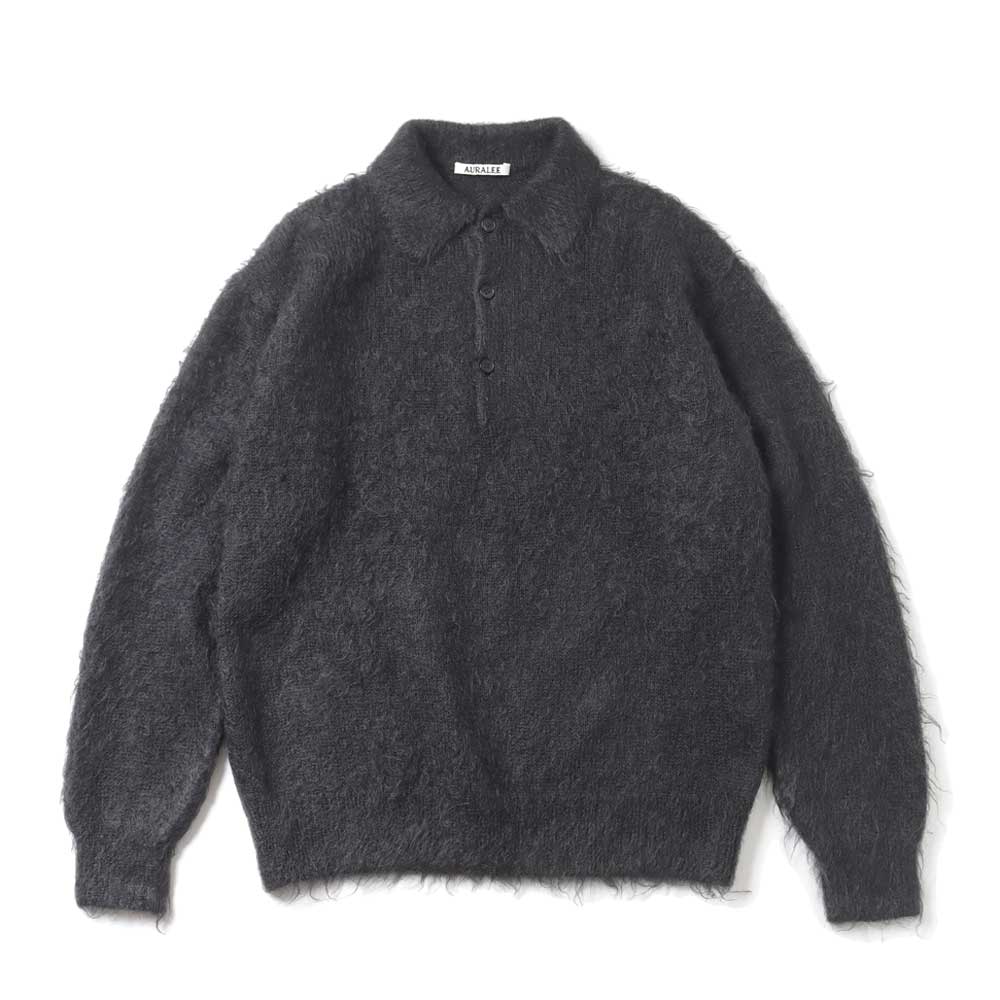 BRUSHED SUPER KID MOHAIR KNIT POLO