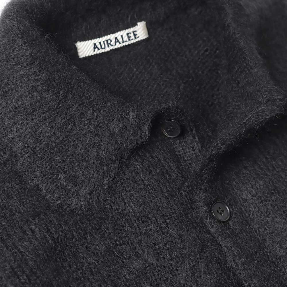 BRUSHED SUPER KID MOHAIR KNIT POLO