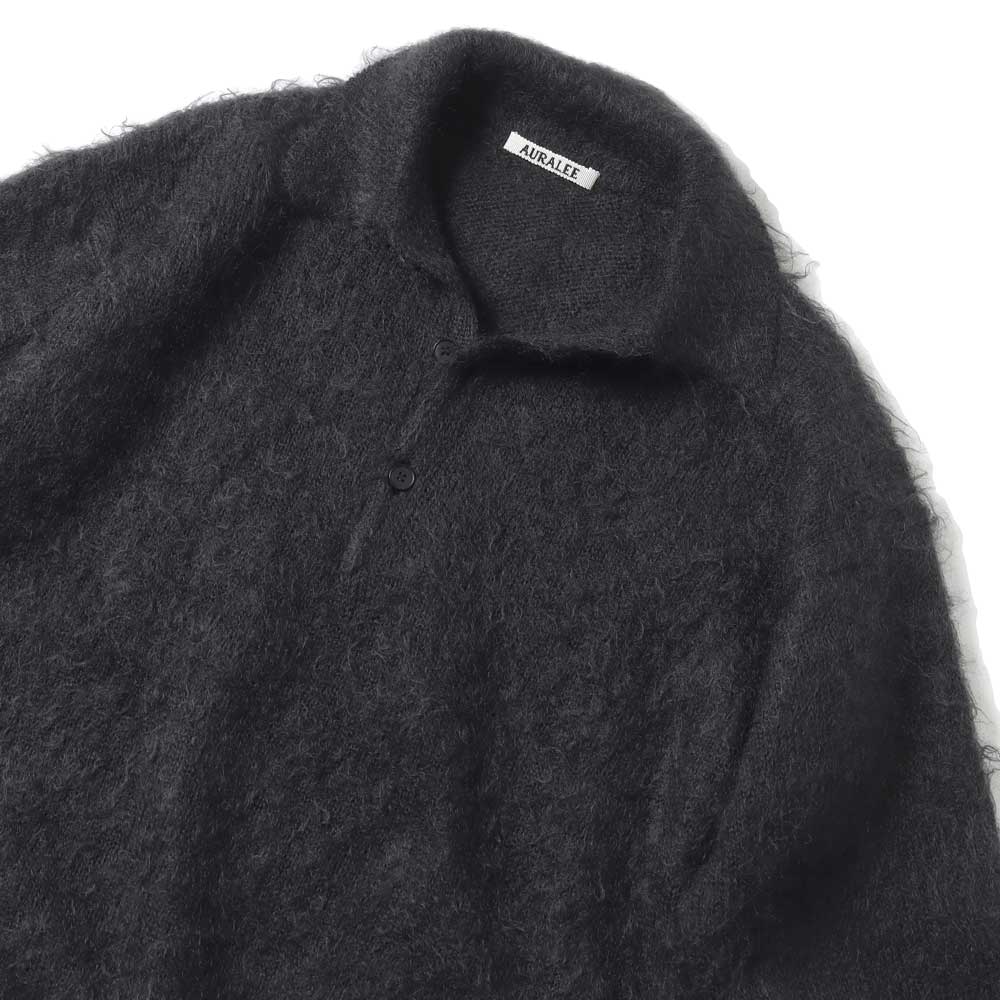 BRUSHED SUPER KID MOHAIR KNIT POLO