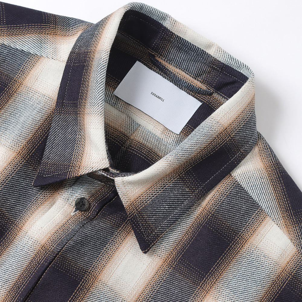 SUGARHILL(シュガーヒル)INDIGO COTTON OMBRE PLAID CLASSIC COLLAR