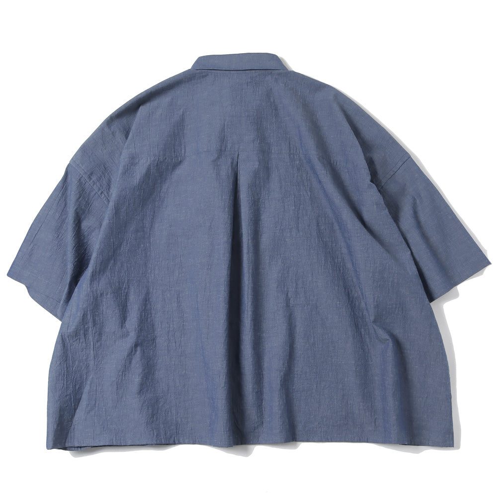 定価35200円 ダークネイビー シルクウール5XLシャツ フーワット美品カラーブルー