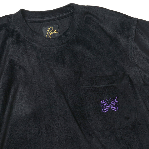 S/S Papillion Emb. Pocket Tee - R/Pe Velour (GL253) | NEEDLES