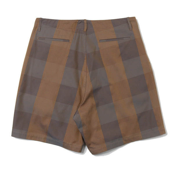 Check Gabardine Oversized Shorts (GM211-40058) | Graphpaper 