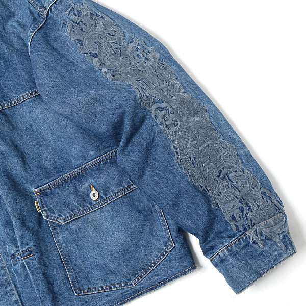 CHAOS EMBROIDERY HEMP DENIM JACKET (20SS13BL100) | doublet