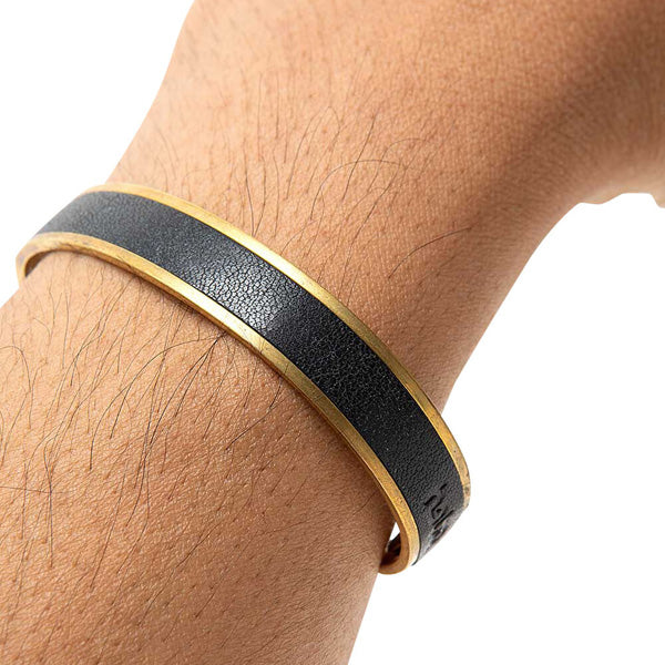 BRASS BRACELET S with OILED COW LEATHER (A3312) | hobo