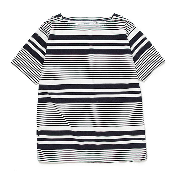 DWELLER BOAT NECK S/S TEE COTTON JERSEY BORDER VW (NN-C4129