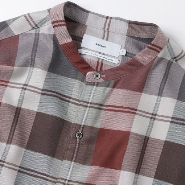 Viscose Check Oversized Band Collar Shirt (GM223-50198