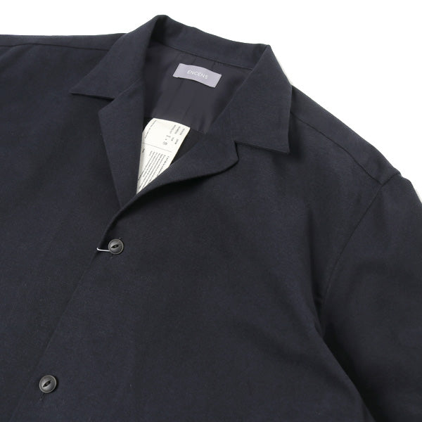 ENCENS OPEN COLLAR L/S SHIRT NAVY - テーラードジャケット