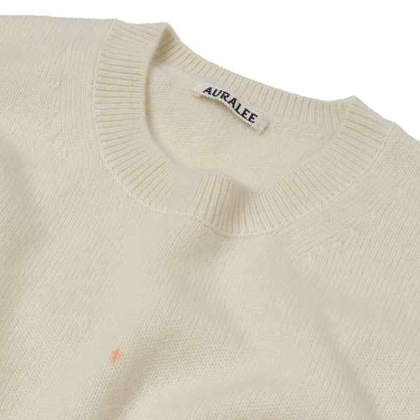 WHITE BABY CASHMERE HAND PAINTED KNIT P/O (A20AP01BP) | AURALEE 