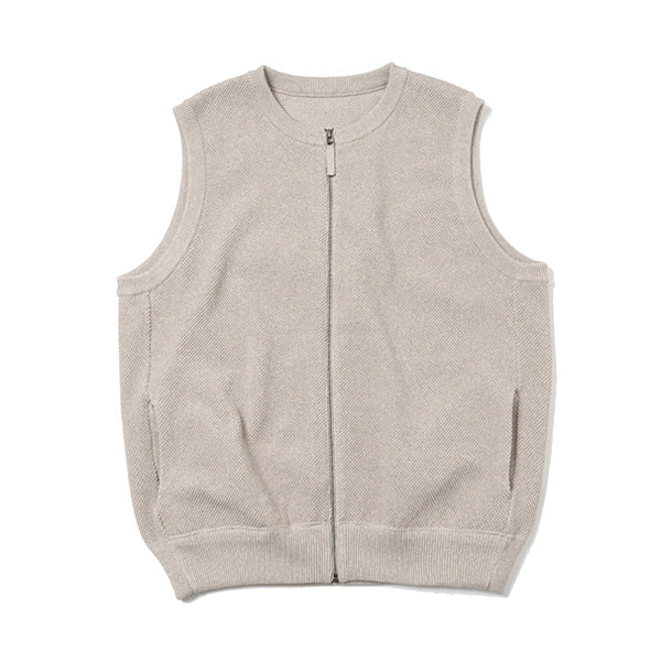 Moss Stitch Zip Vest (2201-003) | crepuscule / トップス (MEN