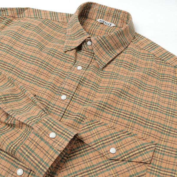 SILK COTTON BRUSHED FLANNEL SHIRTS (A21AS01CN) | AURALEE / シャツ