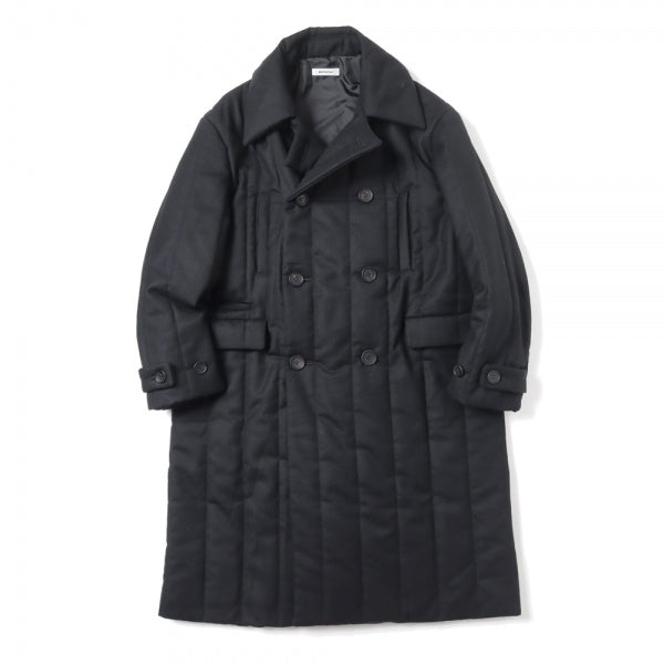 Wool Stripe Quilted Double-Breasted Coat (M223-0201) | MATSUFUJI