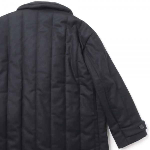 Wool Stripe Quilted Double-Breasted Coat (M223-0201) | MATSUFUJI