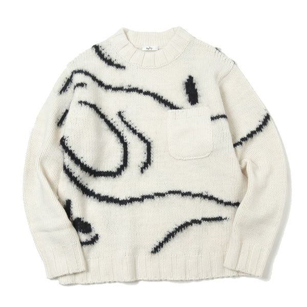 INTARSIA C/N KNIT - Hand Drowing By Tsuchida Ayumi (21W-021305