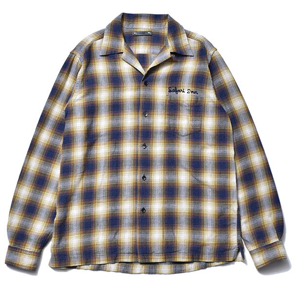 Ombre Check Flannel EMB Open Collar SH (2109-5008) | MINEDENIM