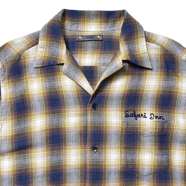 Ombre Check Flannel EMB Open Collar SH (2109-5008) | MINEDENIM