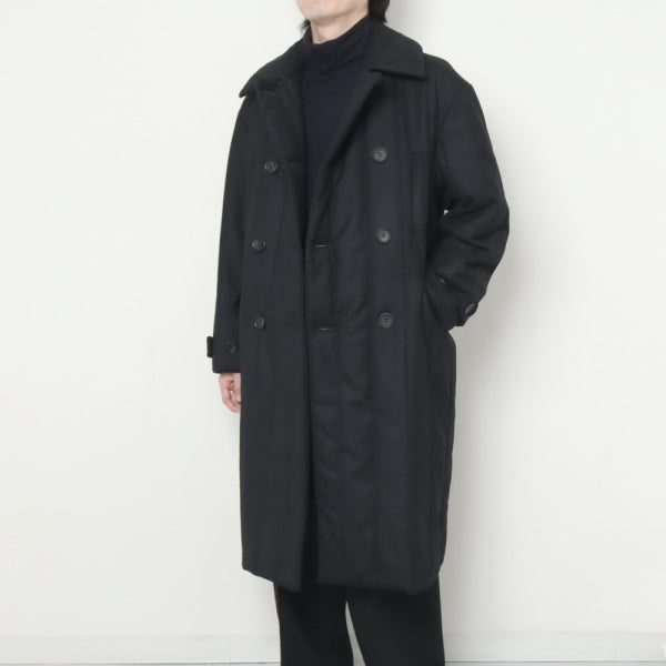 Wool Stripe Quilted Double-Breasted Coat (M223-0201) | MATSUFUJI